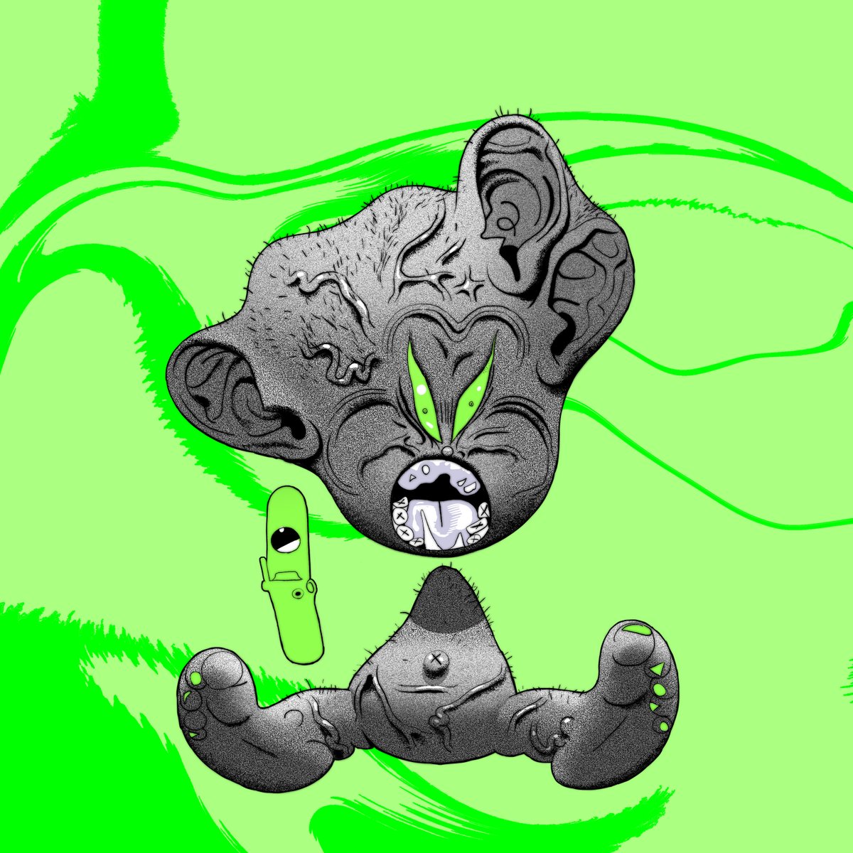 GM❤️
Adopted by @MacMuzzin, here is one of 20 OG Baby Goons in the <a href="/SuperFrensClub/">SuperFrens</a> Frenziverse. 

Here is my process from design/sketch stage to the finished version. A peek behind the scenes.
Welcome to the family @MacMuzzin 🥰
#superfrens #babygoon #NFT