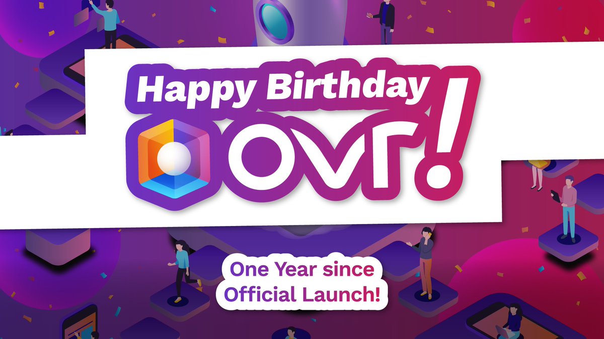 OVRtheReality's tweet photo. 🥳🍾 🥂 Let's celebrate &amp; make some noise!
We're One Year Old, today! 

@cuttini &amp; @diego_DDT_ 's vision has made it to the ranks of "#Metaverses to look out for". They've assembled a great team. We want to thank the #OVRcommunity for their patience &amp; undying support! We 💜 you! https://t.co/fGr5sOhRTv