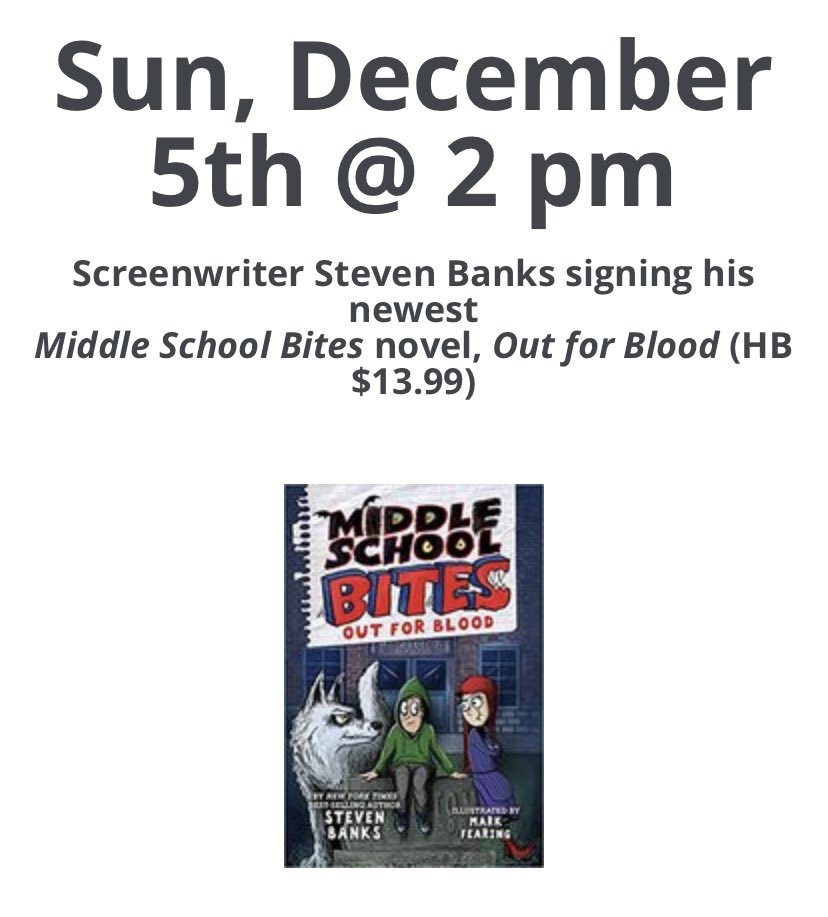 vamwolfzom's tweet photo. I’ll be signing books at Dark Delacies in Burbank Sun Dec 5th 2-3 pm. 822 N. Hollywood Way. #middleschool #holidayhousebooks #vamwolfzom #middleschoolbooks #markfearing #middleschoollibrary #middleschoollibrarian #vampire #werewolf #zombie #library #librarians #darkdelacacies https://t.co/qimfK3Z1Ri
