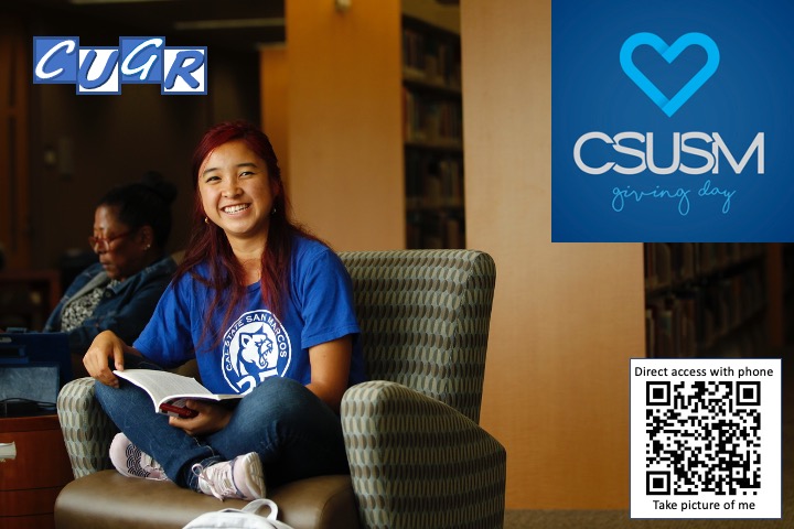csusm_cugr's tweet image. #CSUSM #GivingDay has started! Please support #undergradresearch on our campus by donating to the CUGR Endowment Fund. This award will fund further development of research & creative activities, and enhance undergraduate education.
Link: give.csusm.edu/s/1932/dg20/pr…