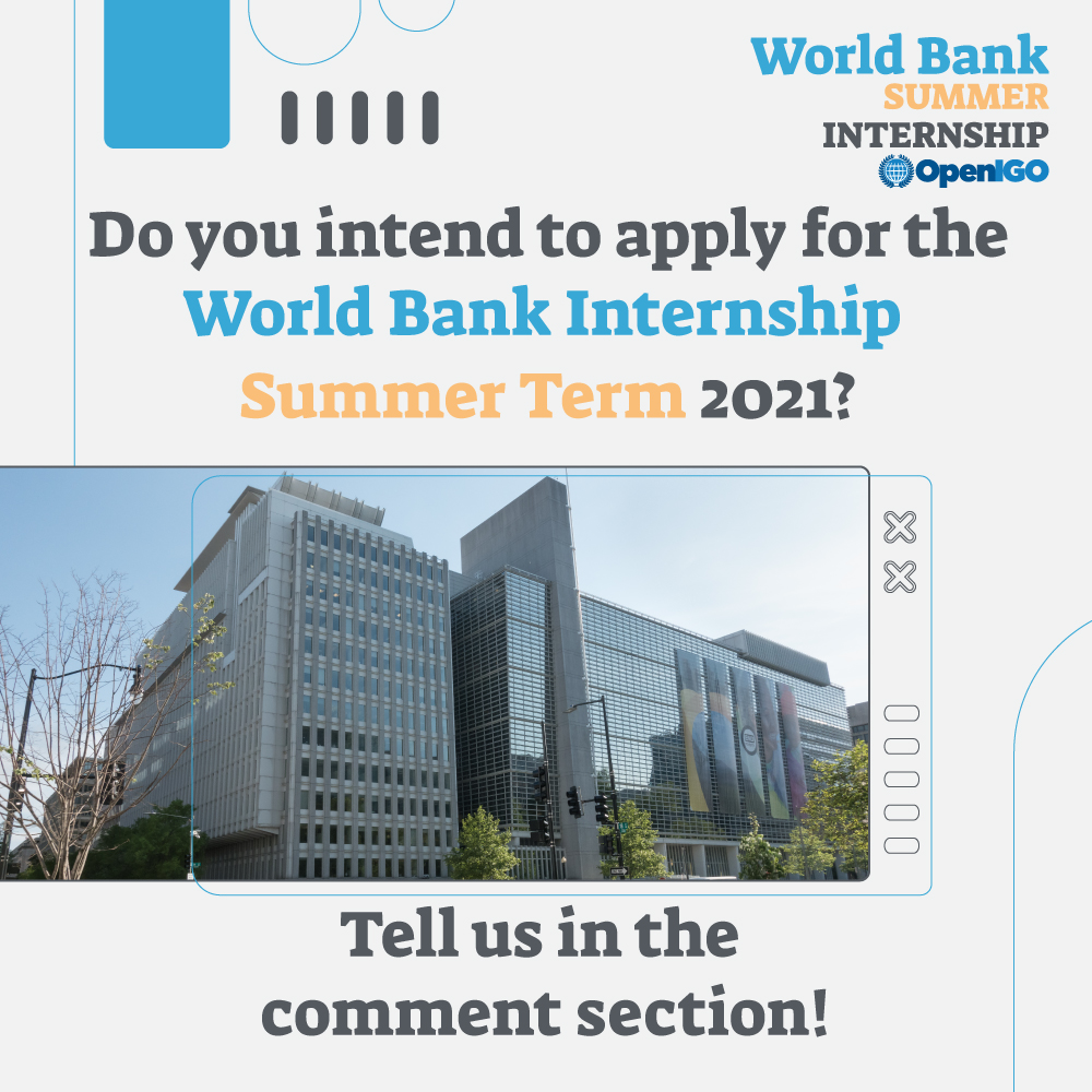 openigonetwork's tweet photo. 💼The 2022 Summer World Bank Internships application process will open TOMORROW!

▶Stay tuned for more information! Access our website: https://t.co/zswDVArZFQ

#WorldBank #WBG #WBGinternship #Internship https://t.co/ZV9sHqS8mQ