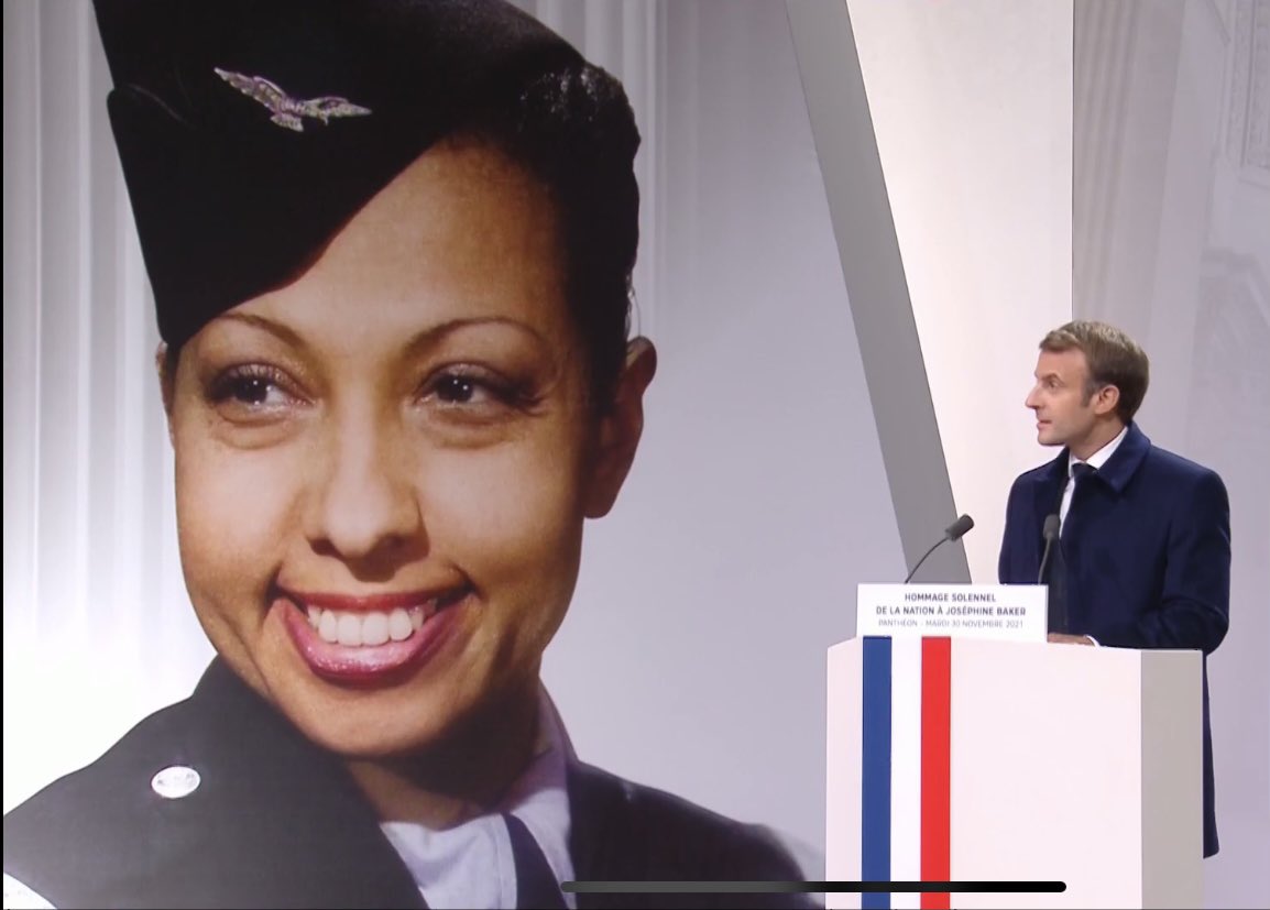 Frederic_Jung's tweet photo. 🇺🇸🇫🇷 «American-born, you are entering our Pantheon because, in fact, it is not possible to be more French than you.» 
-President @EmmanuelMacron as #JosephineBaker is inducted into France’s Pantheon🏛. https://t.co/pSMY6jFm8a