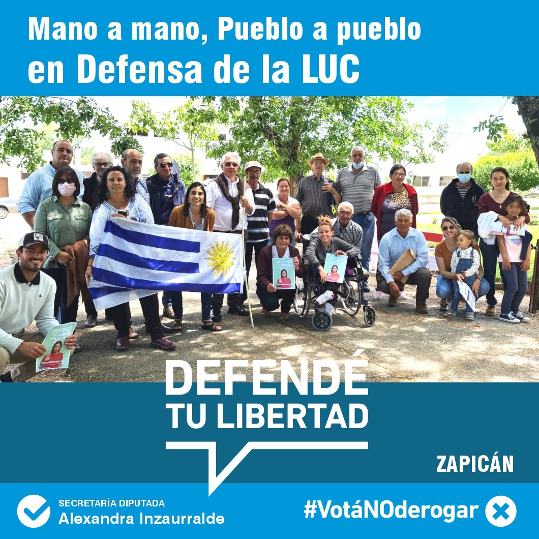 AlexandraInza's tweet photo. ZAPICÁN por la LUC. Linda charla con los vecinos que se animaron a correr un rato su mediodía. #VotáNODerogar  #defendétulibertad @PNACIONAL @Herrerismo @LuisLacallePou https://t.co/UYV8IHjx7V