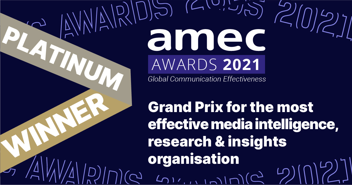 AmecOrg's tweet image. @EchoResearch Platinum Winner! Grand Prix for the most effective media intelligence, research &amp;amp; insights company #amecawards