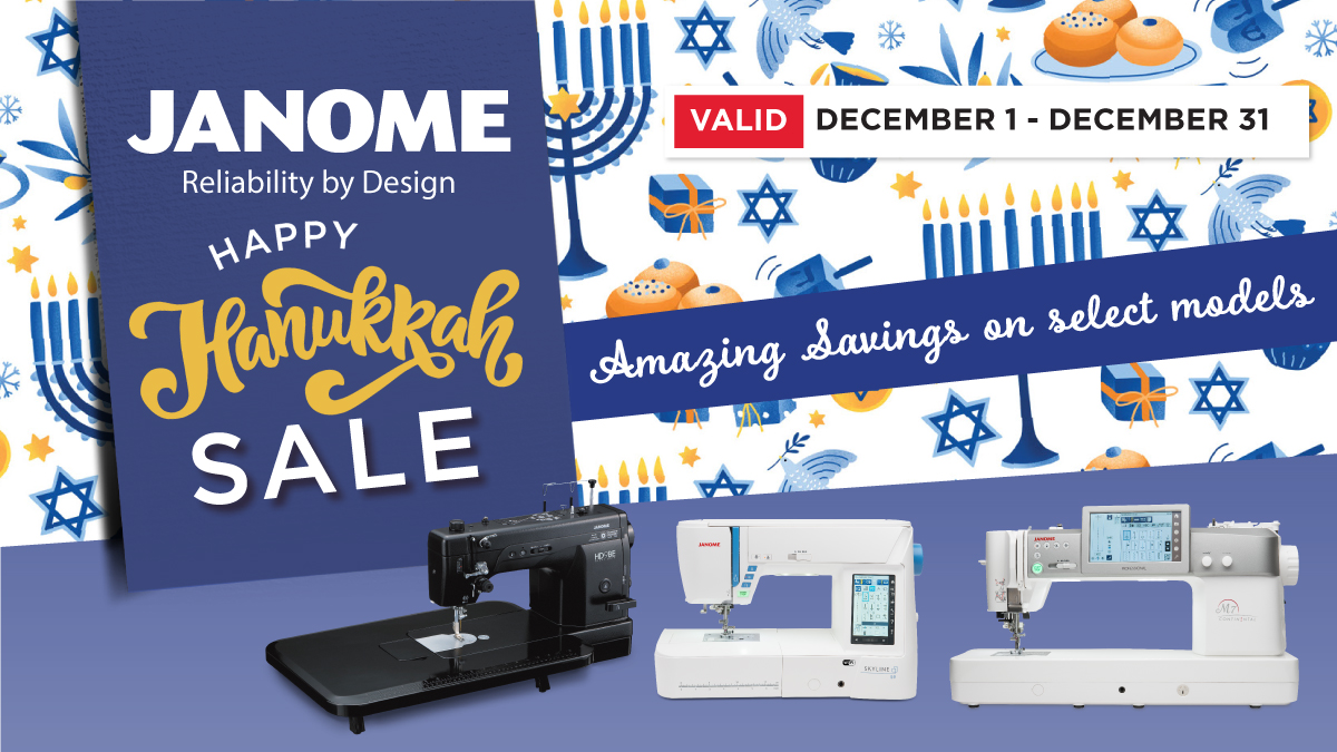 Celebrate the Festival of Lights with the perfect pricing on the #Janome Perfect Pair during the Janome Happy Hanukkah Event! The Continental M7 and the MemoryCraft 550E + gift bundle will continue to bring you joy throughout the year! 
Learn more:
bit.ly/HappyHanukkah2…