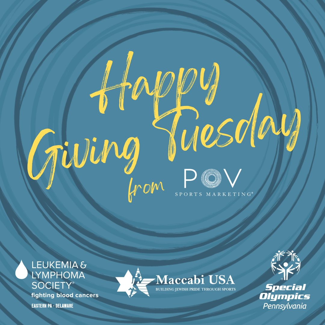 POVsportsmktg's tweet photo. In honor of our 5th Anniversary, we are celebrating #givingtuesday by donating to three charities that are near and dear to us. Leukemia &amp; Lymphoma (@llsusa) @MaccabiUSA and @SpecialOlympiPA. We are grateful to give to these wonderful organizations who serve our community. https://t.co/zc57SmhAUZ
