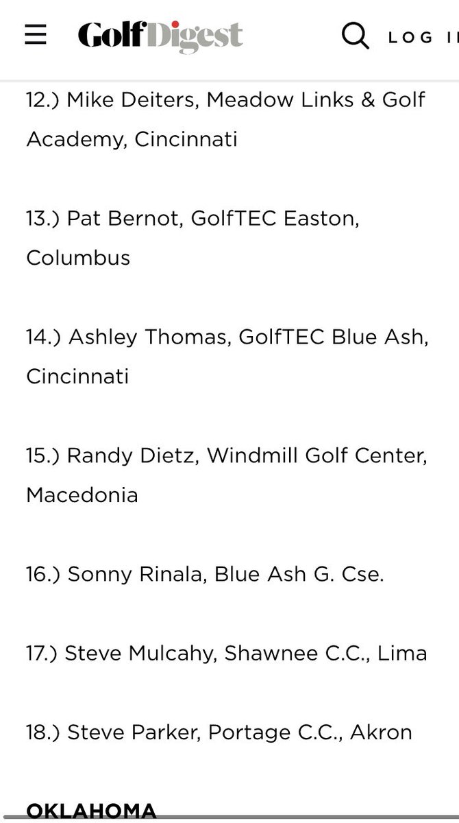 RDietz59's tweet photo. Thank you @golfdigest and for the first time being honored on this list for Ohio.  Congrats to everyone that made the list. @NOhioPGA @WindmillGlfCtr https://t.co/N16cj319Jf