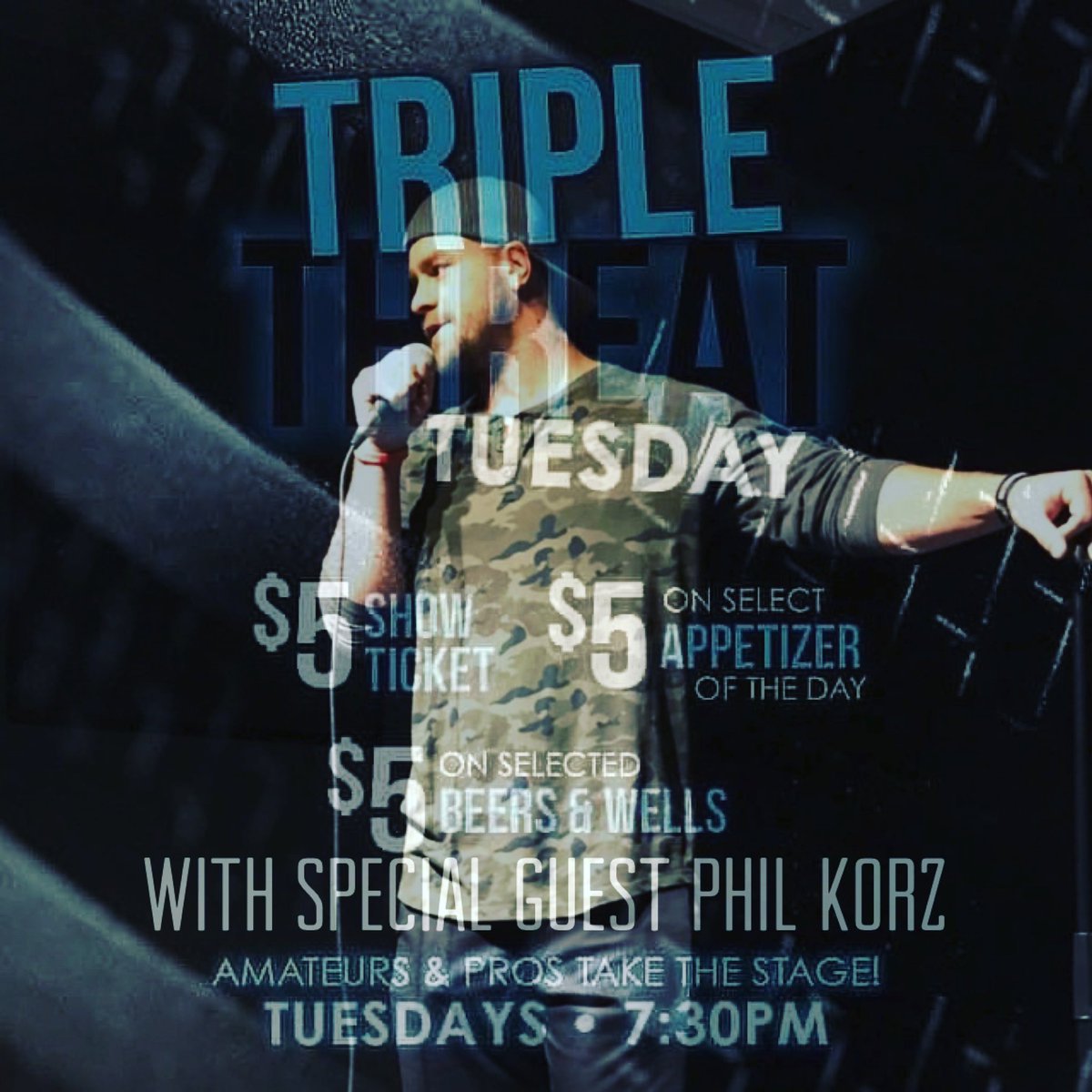PhilKorz's tweet photo. House of comedy tonight at 7:30 pm! #standup #triplethreat #hoc #houseofcomedy #houseofcomedyaz #comedy #entertainment @patrickaikenwastaken #korz https://t.co/Qzdf1GwULf