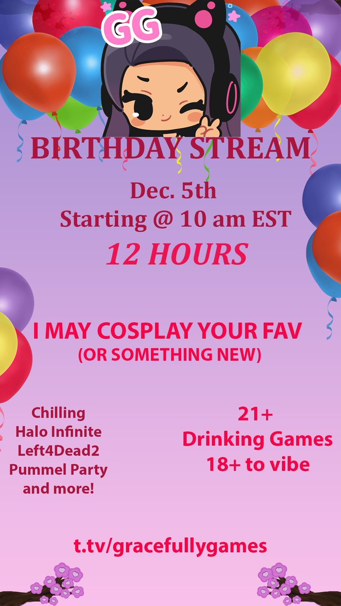 FIRST #BIRTHDAY STREAM ON MY ACTUAL BIRTHDAY 
Would love y'all to come hang out and possibly get a lot of liquid courage in my system  #twitch