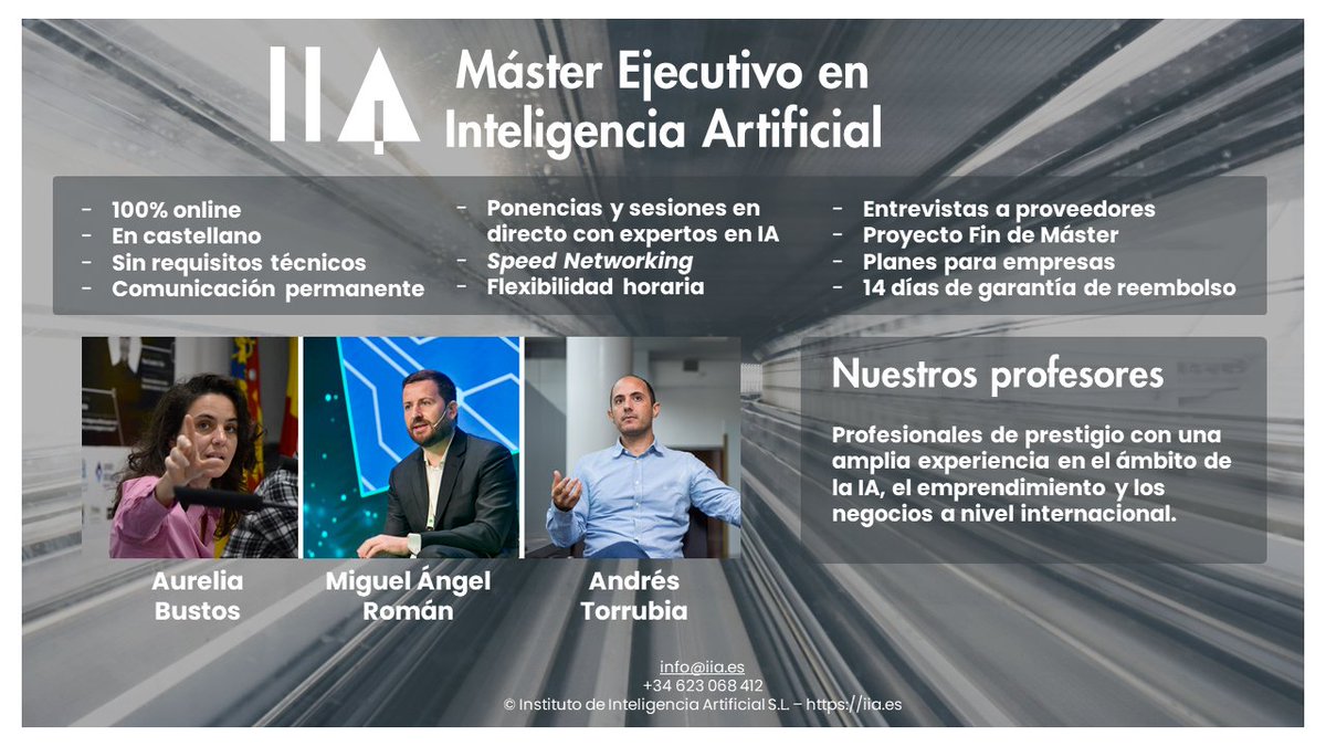 Ya hemos abierto las inscripciones del siguiente Máster Ejecutivo en Inteligencia Artificial que dará comienzo en febrero de 2022 🎉. Si quieres saber qué es y qué no es la #InteligenciaArtificial y cómo la puedes aplicar a tu ámbito profesional, no te pierdas nuestra formación👇