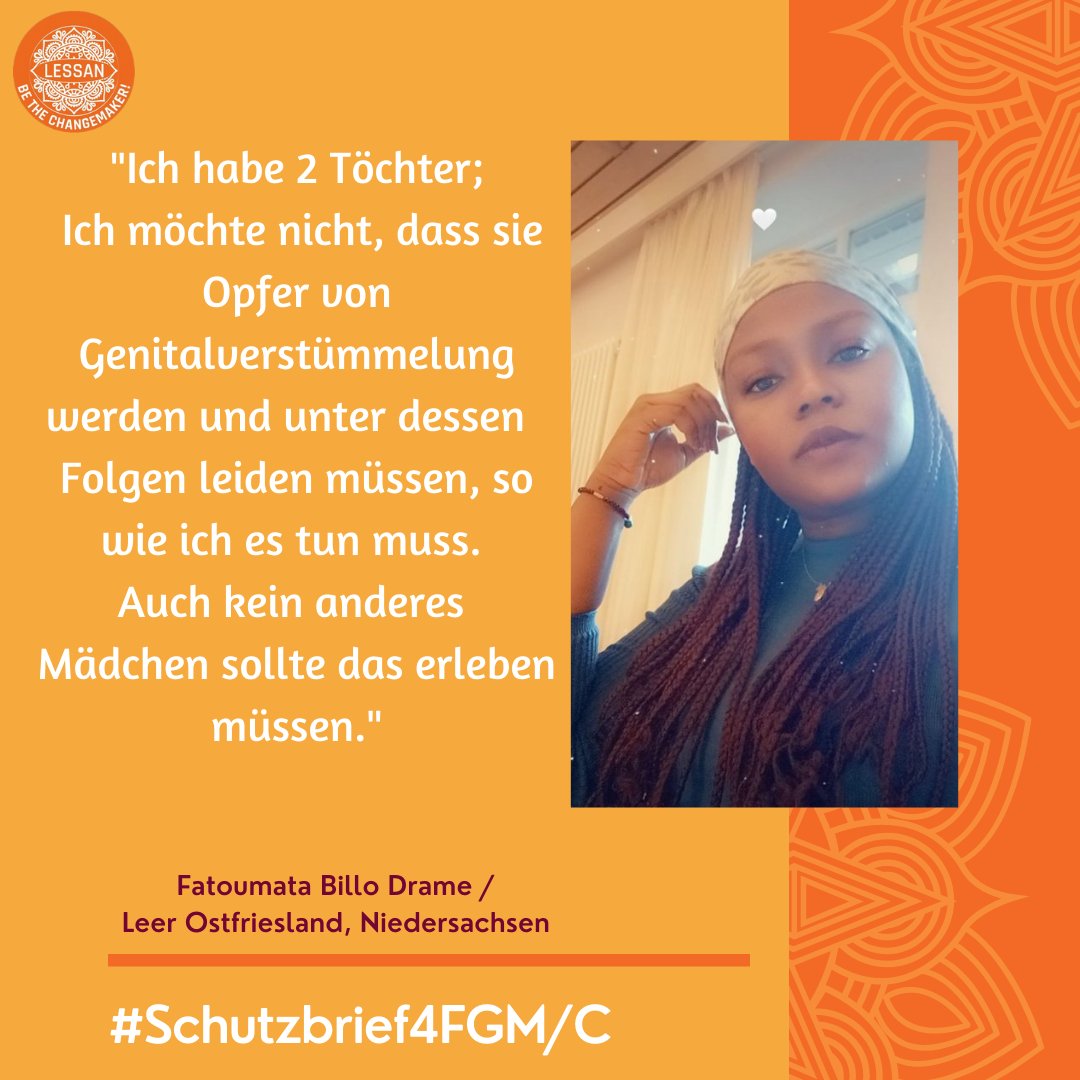Lessan_eV's tweet photo. Weil sie selber an den Folgen von FGM/C leiden musste, möchte Fatoumata ihre 2 Töchter davor beschützen die selbe Erfahrung machen zu müssen. Fatoumata vertritt Communities aus Mali, Guinea, Senegal, Burkina Faso, Togo, Elfenbeinküste und Gambia.
#Schutzbrief4FGM/C https://t.co/zZbvQyur79
