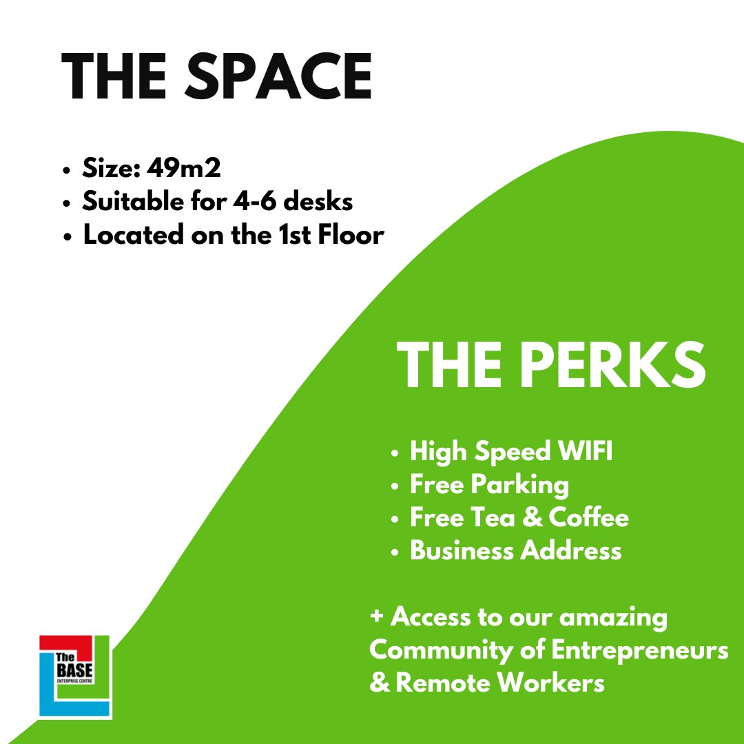We have 1 office unit available as of 1st of January! The Space:

✅ Size: 49m2
✅ Suitable for 4-6 desks
✅ Located on the 1st Floor

The Perks:

💻 High Speed WIFI
🚗 Free Parking
☕️ Free Tea &amp; Coffee
📬 Business Address

Message us to book a tour! #irishentrepreneur
