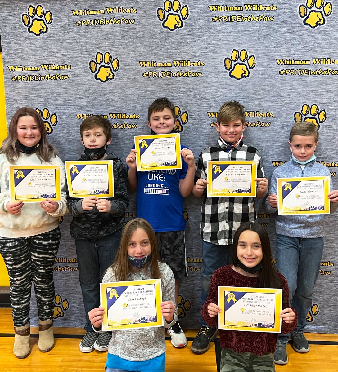 Gorham_MWCSD's tweet image. Our November Students of the Month! #Integrity #Pr1deinthePaw December here we come!!