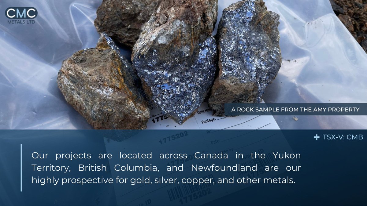 cmcmetals's tweet photo. Our projects are located across Canada in the Yukon Territory, British Columbia, and Newfoundland are our highly prospective for gold, silver, copper, and other metals.

Learn more: https://t.co/GXBwjEtGFp

TSX-V: CMB PKl: CMCXF FWB: ZM5N
#Gold #Silver #Copper #CanadianMining https://t.co/JjKDz7g6wI