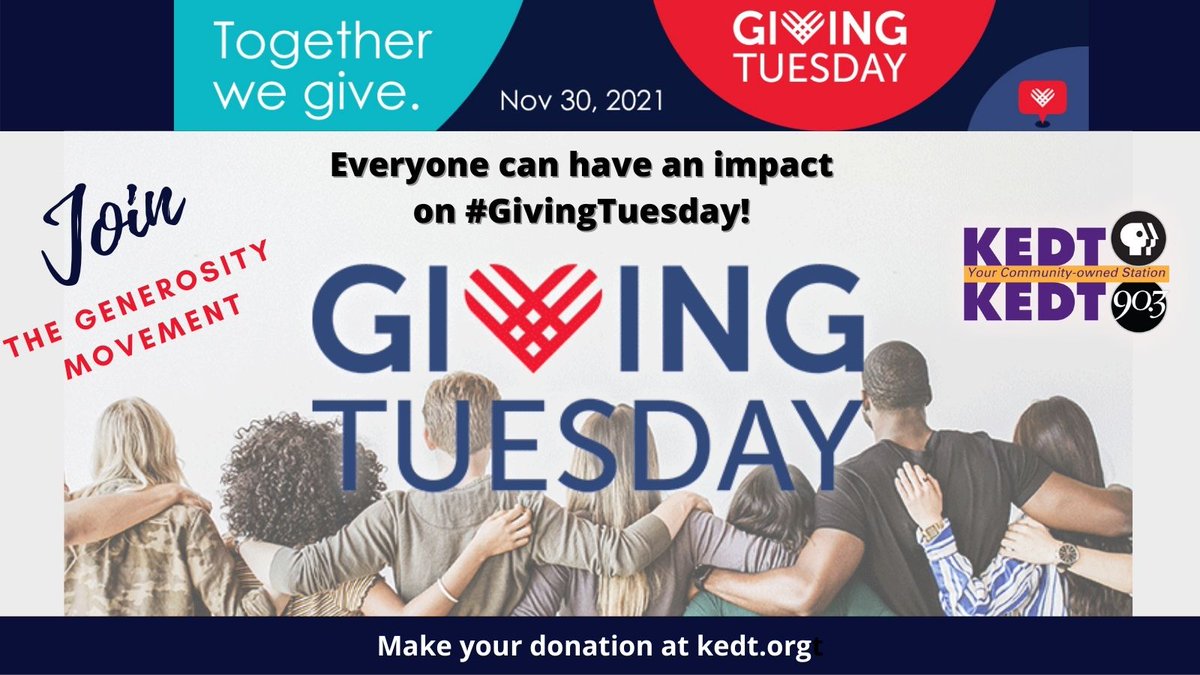 YourKEDT's tweet photo. Everyone can have an impact on #GivingTuesday! Support @YourKEDT making a one time donation in support of "your community-owned station". No amount is too small. 😉https://t.co/CI65ATfajp Thanks for your support!! @KEDTDanny @ClassicTracksFM https://t.co/npDR0WsDwZ