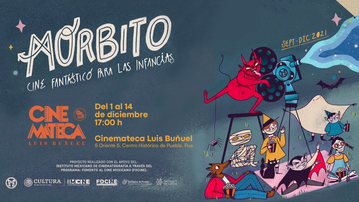 CulturaGobPue's tweet photo. Del 1 al 14 de diciembre la @cinemateca_pue nos invita a disfrutar de #Morbito: Cine fantástico para las infancias @elmorbito1. Consulta la cartelera en 💻 https://t.co/TerO4kTRIl    

¡#QueRevivaPuebla! https://t.co/ks0tYie3tT