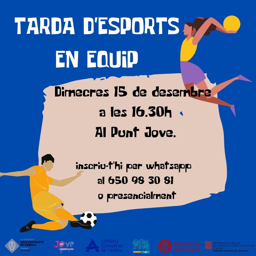 PJHostalets's tweet photo. T’animes? Per a més INFO i inscripcions contacta amb nosaltres per DM, al whatsapp 650 983 081 o per l'e-mail puntjove@elshostaletsdepierola.cat https://t.co/u3X4IoN6Nd