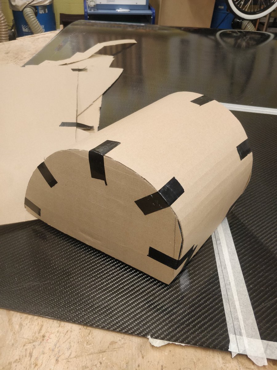 jsjgreen's tweet photo. A huge thank you to @atlascomposites for generously donating carbon fiber to @CoDA_Sinfin 's  @greenpower_team . The students have loved making cardboard mockups, laying them out as templates and finally today starting to cut parts. https://t.co/jLzMnzXW1Z