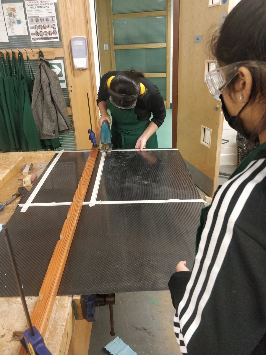 jsjgreen's tweet photo. A huge thank you to @atlascomposites for generously donating carbon fiber to @CoDA_Sinfin 's  @greenpower_team . The students have loved making cardboard mockups, laying them out as templates and finally today starting to cut parts. https://t.co/jLzMnzXW1Z
