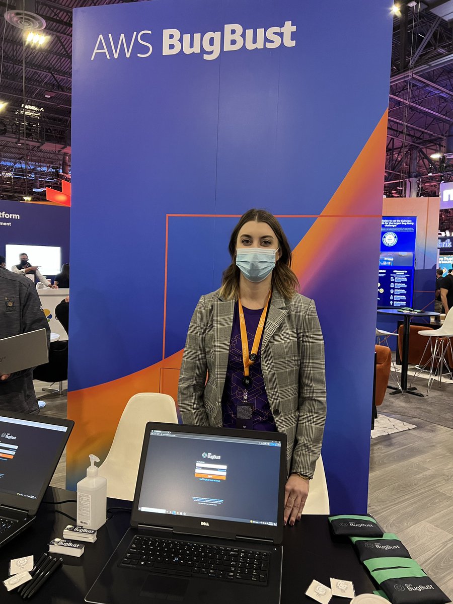 hgilmore's tweet photo. If you are at AWS re:Invent, check out #AWSBugBust in the Expo Hall. Come contribute your awesome debugging skills to win fame, fortune ($1,500 grand prize) and glory! P.S. you’ll have a lot of fun, too! Here are Sama Bali and Jordan Gruber, the masterminds behind AWS BugBust. https://t.co/ua5fYJZ2i1