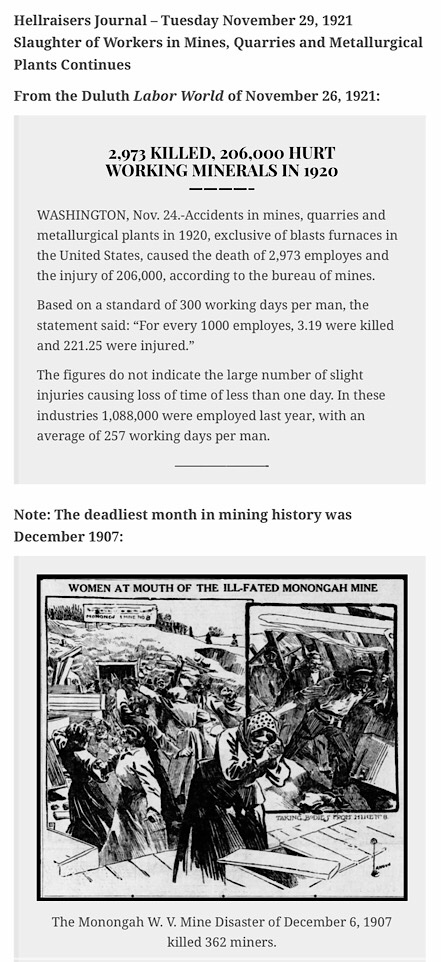 LaborMartyrs's tweet photo. #Solidarity #DeathontheJob #HellraisersJournal
According to U. S. Bureau of Mines: 2,973 Killed Working in Minerals During 1920; 206,000 Injured 
https://t.co/j9WZAc4Nxc https://t.co/n4IL2ltHVp