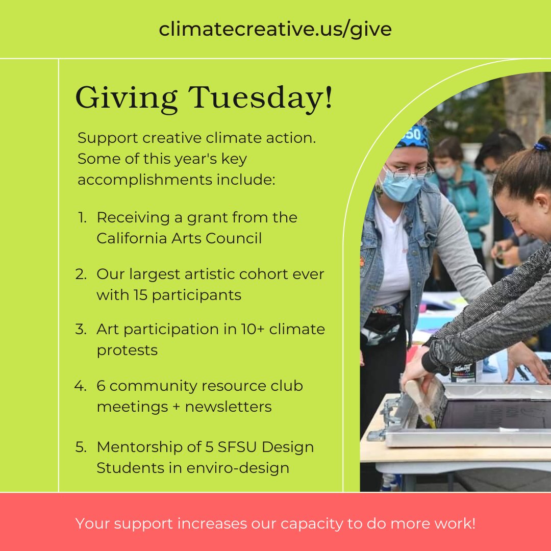 climatecreativ's tweet photo. Help us support creative climate communication and meet our $1000 goal today at: https://t.co/vzRZZEB0N6 https://t.co/gzjOOMdh7i