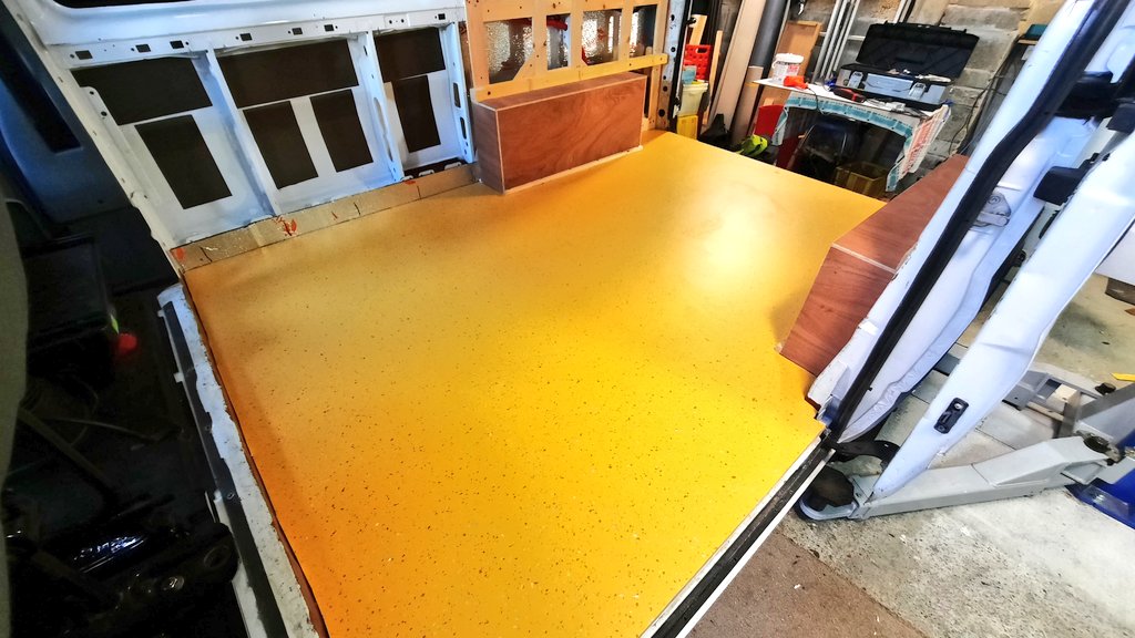 EilidhCarr's tweet photo. A year ago today little van looked very different ๐ we had fitted the insulation and plywood for the floor... ready for my most favourite part of van was to go down... my bright yellow altro floor ๐ van wouldn't be the same without it. #VanAdventures #OuterHebrides https://t.co/PTi1nKzctc
