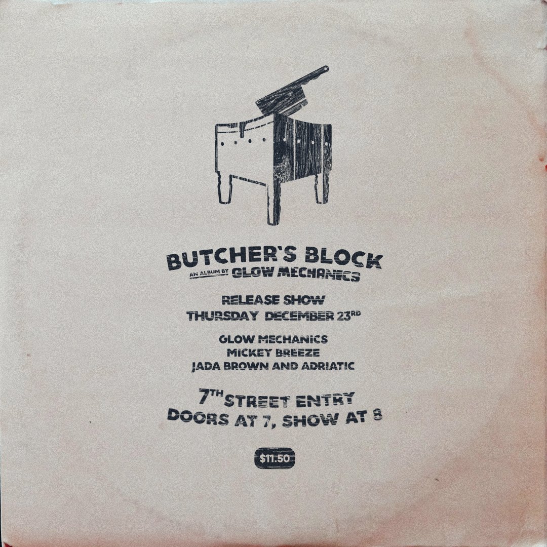 Just Announced: <a href="/GlowMechanics/">Glow Mechanics</a> Butcher's Block Album Release Show with <a href="/MickeyBreeze/">Mickey Breeze</a> and Jada Brown &amp; Adriatic in the 7th St Entry on December 23. 

On sale now → bit.ly/3romYVO

📇18+ proof of vaccination or negative COVID test (taken within 72 hrs of event) required.