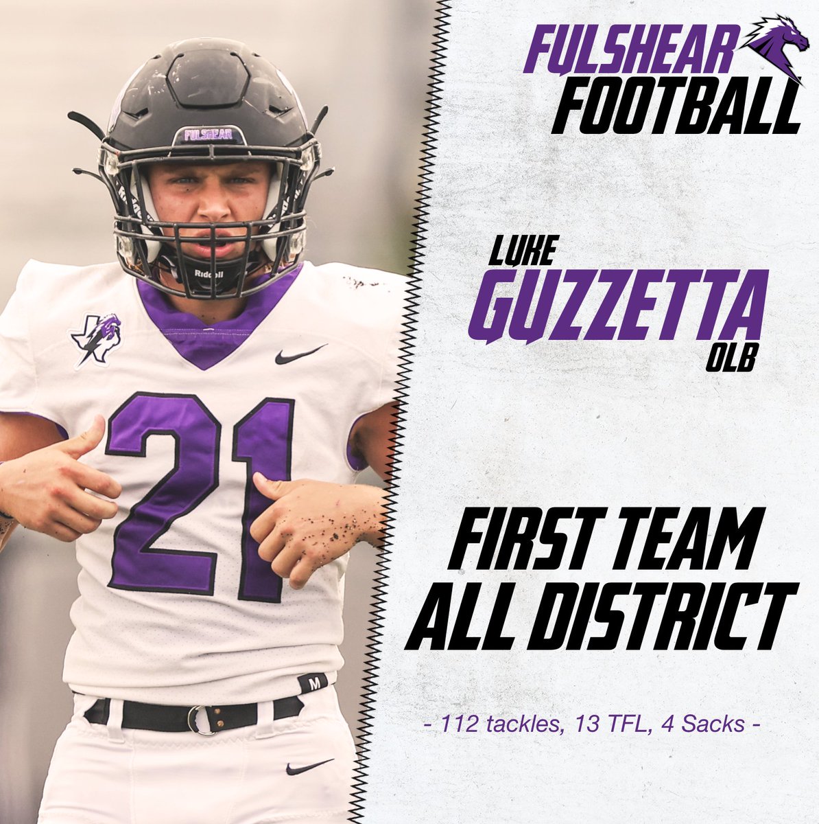 1st team All District OLB & 2nd Team all District Punter Luke Guzzetta #WeAreFu1shear @fulshear_fball @luke_guzzetta