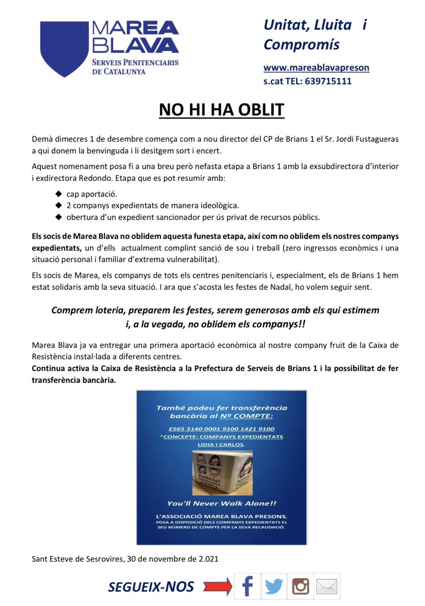 𝑵𝒐 𝒉𝒊 𝒉𝒂 𝒐𝒃𝒍𝒊𝒕 <a href="/lciuro/">Lourdes Ciuro</a> <a href="/justiciacat/">Justícia</a> <a href="/Sergiblazquezq/">Sergi Blàzquez</a> #ciurópresonsdiuprou #prouexpedientsideològics