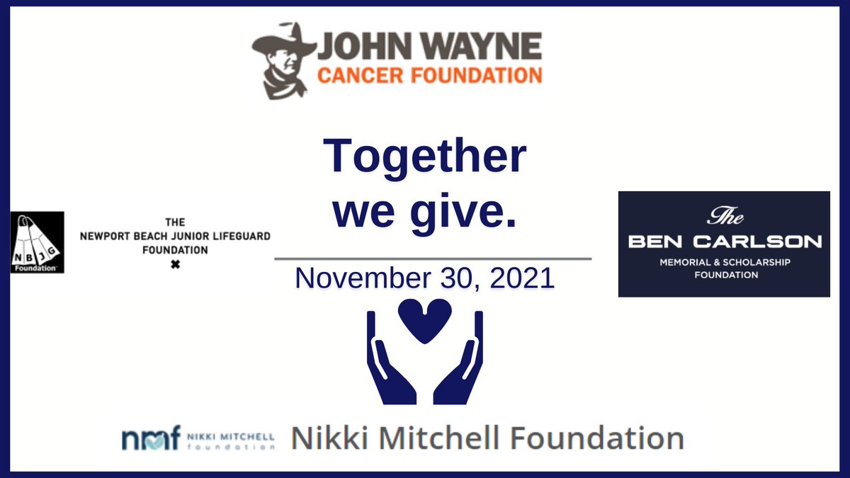 Giving Tuesday is a day of generosity. We're honored to support several foundations the Nikki Mitchell Foundation, John Wayne Cancer Foundation, Ben Carlson Memorial and Scholarship Foundation &amp; The Newport Beach Junior Lifeguard Foundation How will you give on this Tuesday?