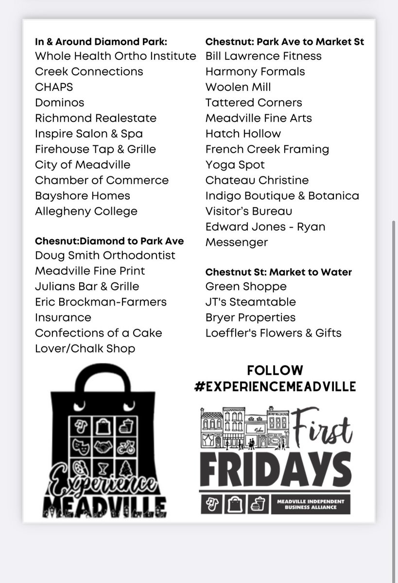 AlleghenyASG's tweet photo. Check out downtown Meadville this Friday!!! Have a fun night out on the town and get into the holiday season! https://t.co/wZNsxlvyjK