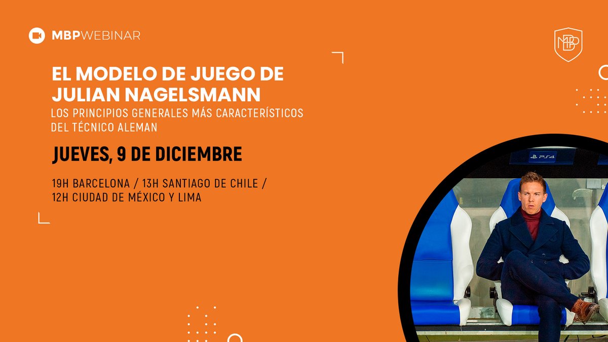 MBPSchool's tweet photo. ❗️#WEBINAR GRATUITO❗
EL MODELO DE JUEGO DE JULIAN #NAGELSMANN 💬 Los principios generales más característicos del técnico alemán
INSCRÍBETE ➡️ https://t.co/trH9qMtcxx
#IAMMBP #MBPFamily #MBPAlumni #MBPSchool #Coach #Futbol #MetodoMBP #webinargratuito #deporte #Barcelona #MBP https://t.co/PkfxIK99uO