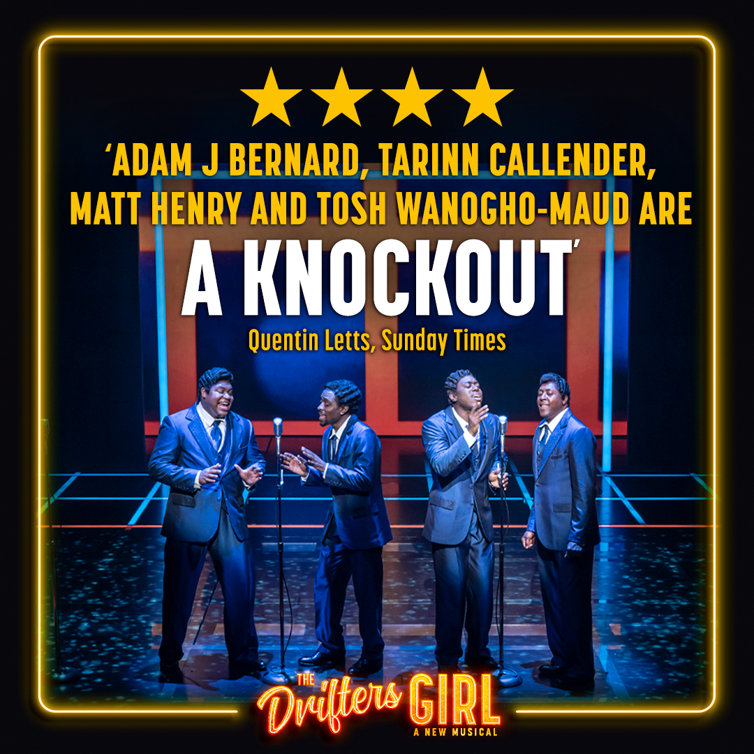 🎙️ Come to the Garrick Theatre to be blown away by the <a href="/thedriftersgirl/">THE DRIFTERS GIRL</a>'s knockout cast - <a href="/Beverleyknight/">Beverley Knight💙</a>, <a href="/adamjbernard/">Adam J Bernard</a>, <a href="/TarinnCallender/">Tarinn.</a>, <a href="/Mrmatthenry/">Matt Henry MBE</a> &amp; <a href="/T0SHEE/">TOSH</a>!
🎟 Book your tickets here: bit.ly/3BW5odH
