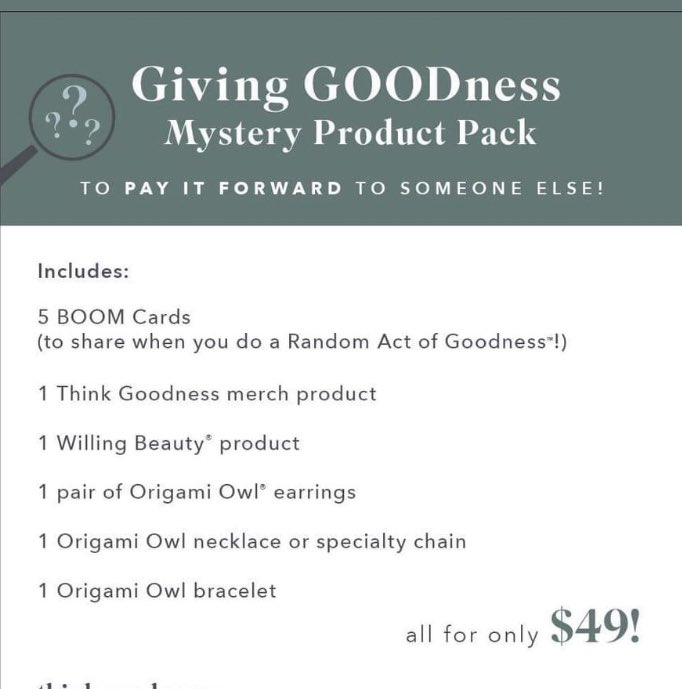 ReeseyCup53's tweet photo. #thinkgoodness: 📣📣 It's Giving Tuesday! 📣📣
Starting today, November 30, while supplies last, you can purchase a Giving Goodness Mystery Product Pack to pay it forward to someone else! for only $49 USD! Share Random Acts of Goodness™ https://t.co/xDYhHISsOS https://t.co/C9tyuvgyGN