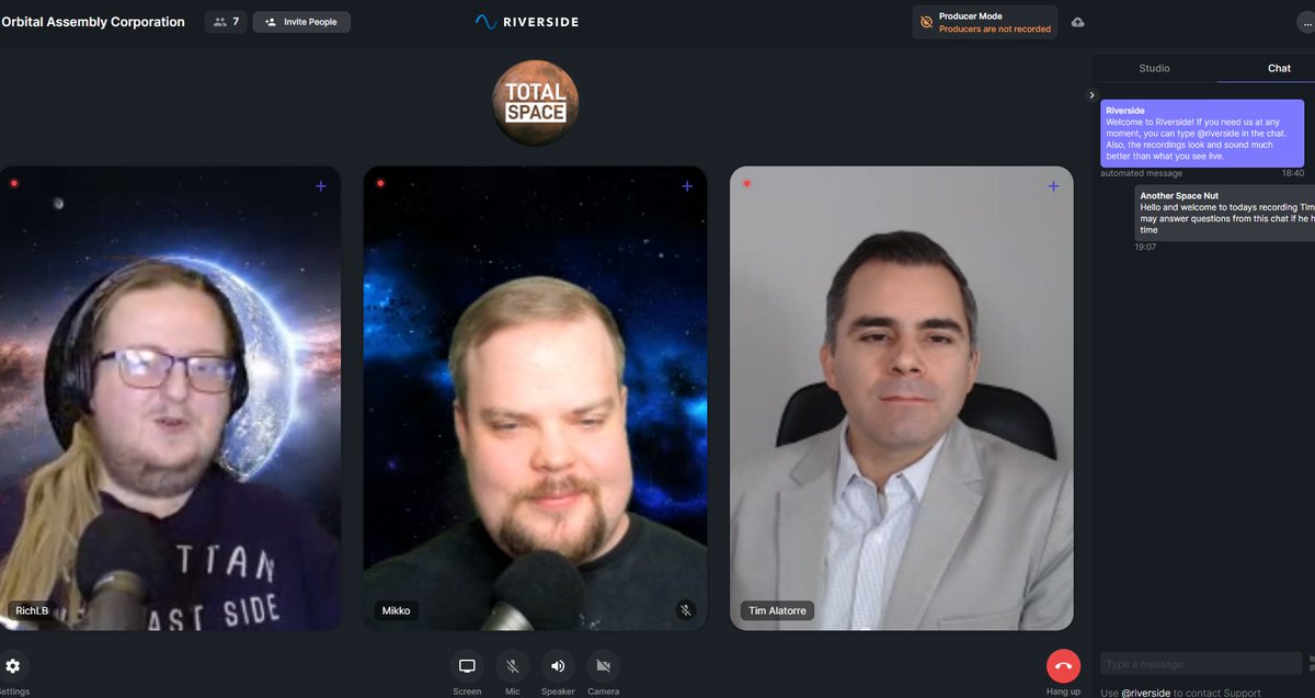TotalSpaceNet's tweet photo. In the towers right now we have our hosts @RichL_B and @mikoske joined by todays guest @TimAlatorre from @OACspace
#Space #GravityRing #VoyagerStation #TotalSpaceNut https://t.co/jXDUxLnvuy