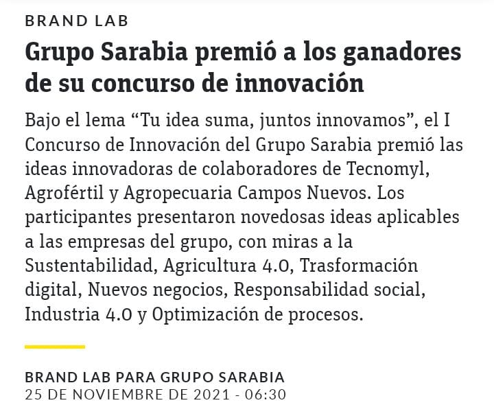 CetediRse's tweet photo. Bajo el lema "Tu idea suma, juntos innovamos", el Grupo Sarabia premió las ideas innovadoras de colaboradores de Tecnomyl, Agrofértil y Agropecuaria Campos Nuevos.

https://t.co/RiloWa4gOh https://t.co/gN80PQpxvO