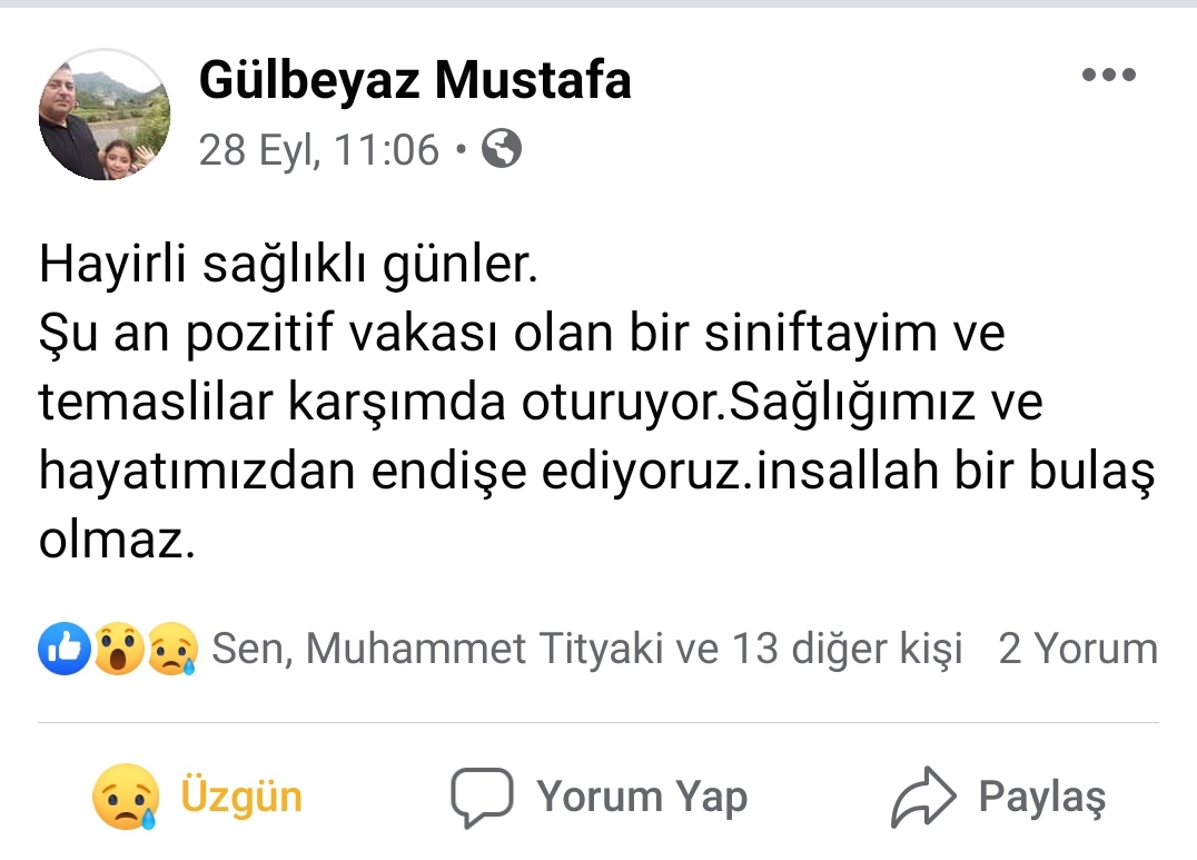 twdfamilyy_'s tweet photo. COĞRAFYA ÖĞRETMENİM COVİD-19 SEBEBİYLE HAYATINI KAYBETTİ!

MUTLU MUSUN? @tcmeb ALAMADIĞIN ALDIĞINI DÜŞÜNDÜĞÜN ÖNLEMLER YÜZÜNDEN HOCAMIZ ÖLDÜ! HALA YÜZYÜZE ISRARINIZ VAR MI?

#YaOnlineYaCanımız https://t.co/aooeP3qbhh