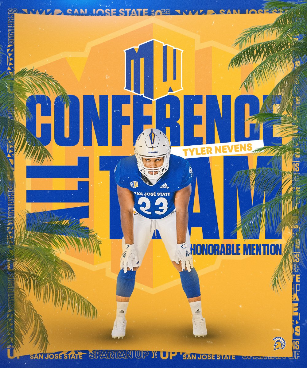 SanJoseStateFB's tweet photo. 𝐀𝐋𝐋-𝐌𝐎𝐔𝐍𝐓𝐀𝐈𝐍 𝐖𝐄𝐒𝐓 𝐓𝐄𝐀𝐌

⚔️ Tyler Nevens
⚔️ Running Back
⚔️ Honorable Mention

🔗 https://t.co/DmRjKCcYME

#SpartanUp | #ClimbTheMountain https://t.co/cigSol6E6n