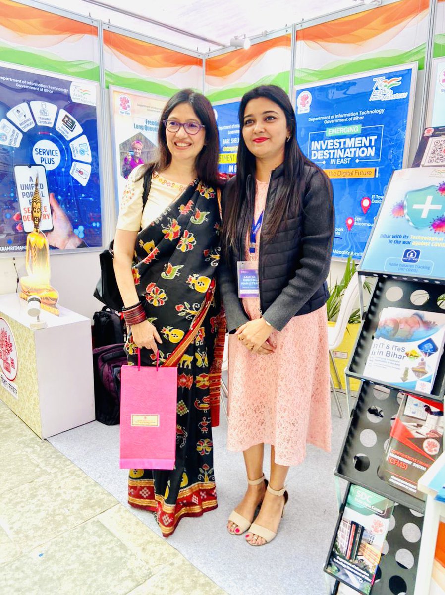 HimaniMish's tweet photo. My day is made🤩meeting the lady I admire so much,@rnivruti Country Head @IntelIndia at #AazadiKaAmritMahotsav @GoI_MeitY, Govt of India’s event at India Habitat Centre Delhi when she visited our stall of Dept of IT,Bihar Govt 
As she says : “Don’t ever bring your gender to work” https://t.co/69ujBxjysT