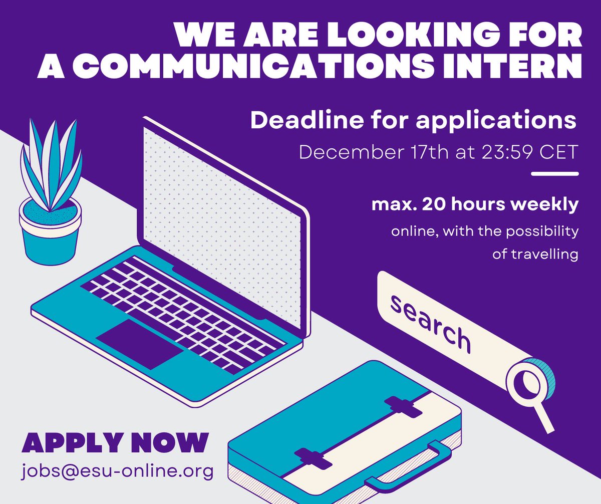 ESUtwt's tweet photo. 👉 Are you a student interested in #communication and looking to expand your horizons and #skills?

💡 Apply for our 6-month online paid #internship with the opportunity to travel!

🔗 https://t.co/wwjS0H9OPU https://t.co/dvFWqH17JR