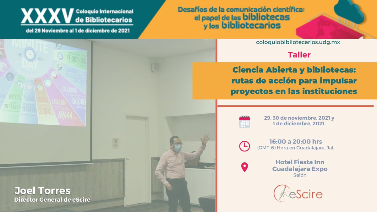 eScire_MX's tweet photo. ¡Seguimos a bordo en la Feria Internacional del Libro!🤓
#ColoquioBiblio #35FIL #SomosLectores https://t.co/9pg4dTEdQE