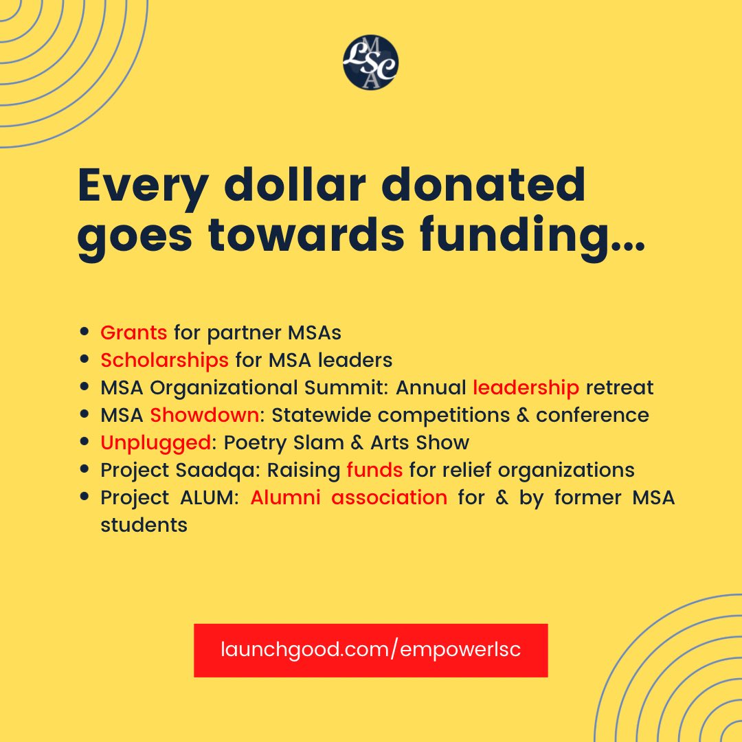 msalsc's tweet photo. This #GivingTuesday, consider supporting the sole organization serving collegiate MSAs across TX! Since 2002, we’ve served 30+ MSAs and our work continues today!

https://t.co/kOTugeZVg3

#MSA #donate #charity #nonprofit #muslimstudentassociation #texas #collegestudent https://t.co/Eb67HDlwni