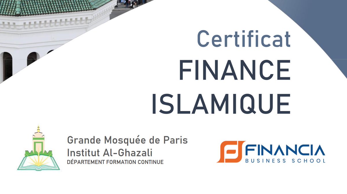 Nous sommes heureux d’annoncer l’ouverture des #candidatures à la prochaine session de notre #certificat Finance islamique, qui débutera le 22 janvier 2022, en partenariat avec <a href="/FinanciaBS/">Financia Business School</a> :
➡️ institut-al-ghazali.fr/formations/cer…
➡️ financia-business-school.com/static/staticf…