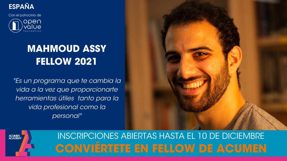 OpenValueFound's tweet photo. ⌛️¡Recta final! No queremos que se queden historias de #Fellows sin contar, Mahmoud Assy cuenta su experiencia en el #ProgramadeFellowsdeAcumen: https://t.co/mQNfkDRC7Z
👏Si estás en Madrid vente a conocer más detalles en @triple_ferraz a las 18:30: https://t.co/KPdPGNLdTX https://t.co/dfn3utuywV