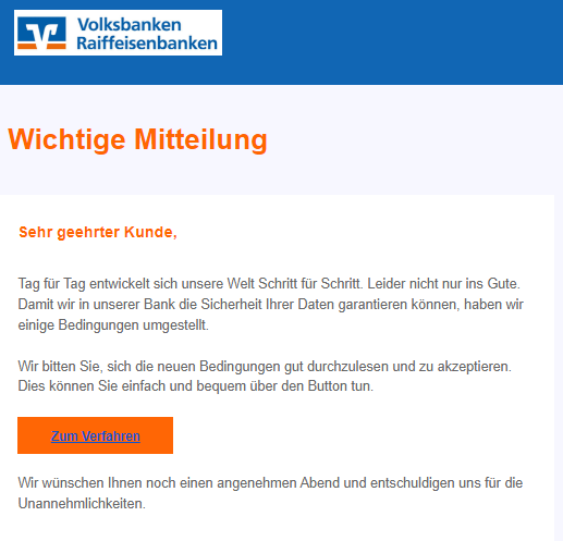 SemperVideo's tweet photo. Nach Wochen des Sparkassen-Phishing sind jetzt offenbar die VR-Banken dran. :-) https://t.co/NOzSfV86h2