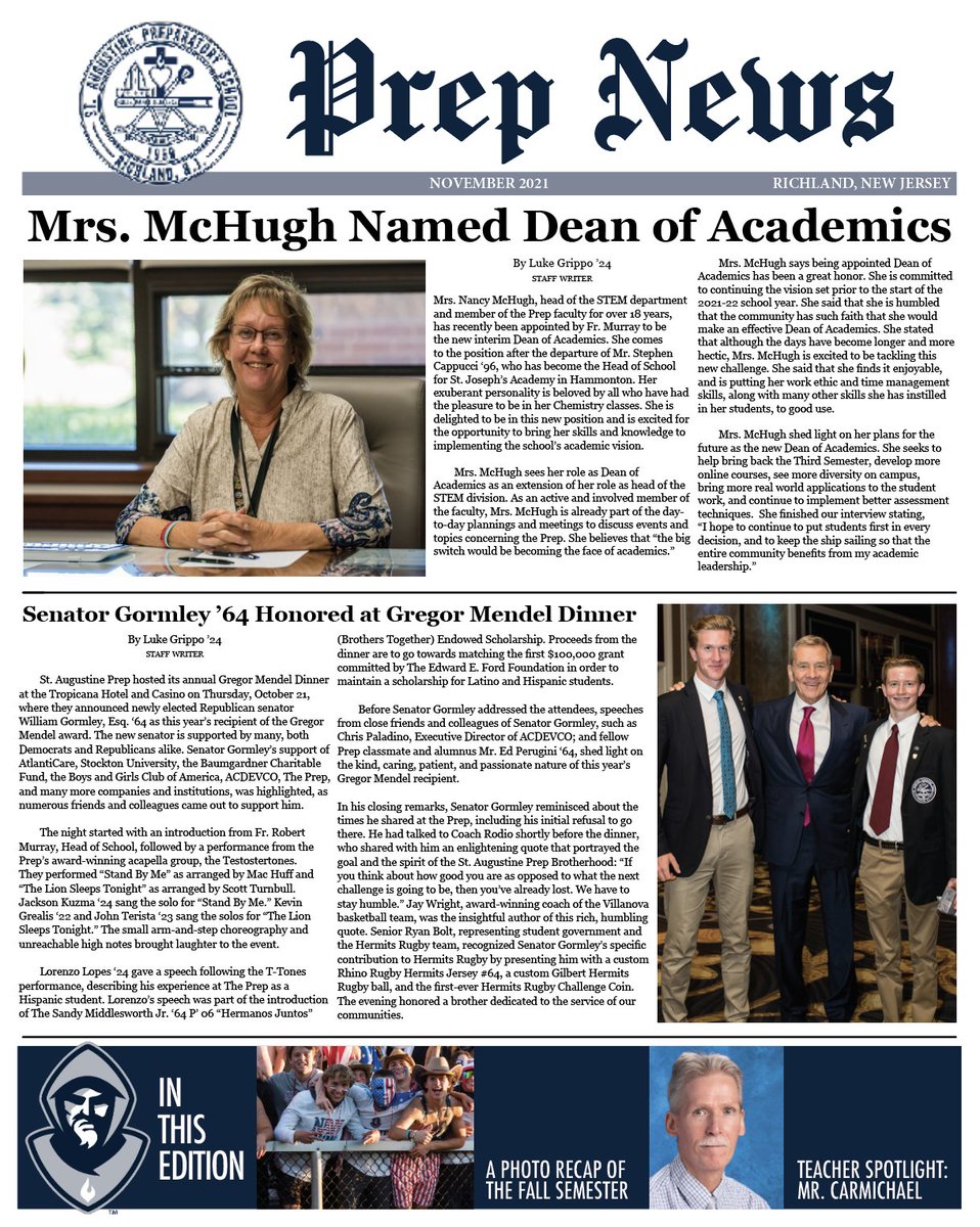 Cap off the month with the latest edition of Prep News!

Led by Editor-In-Chief Tyler Ward '22, the staff has worked to deliver highlights from the first half of the academic year through a variety of articles, faculty spotlights, and photography. 

📰🔗: bit.ly/prepnewsNOV21