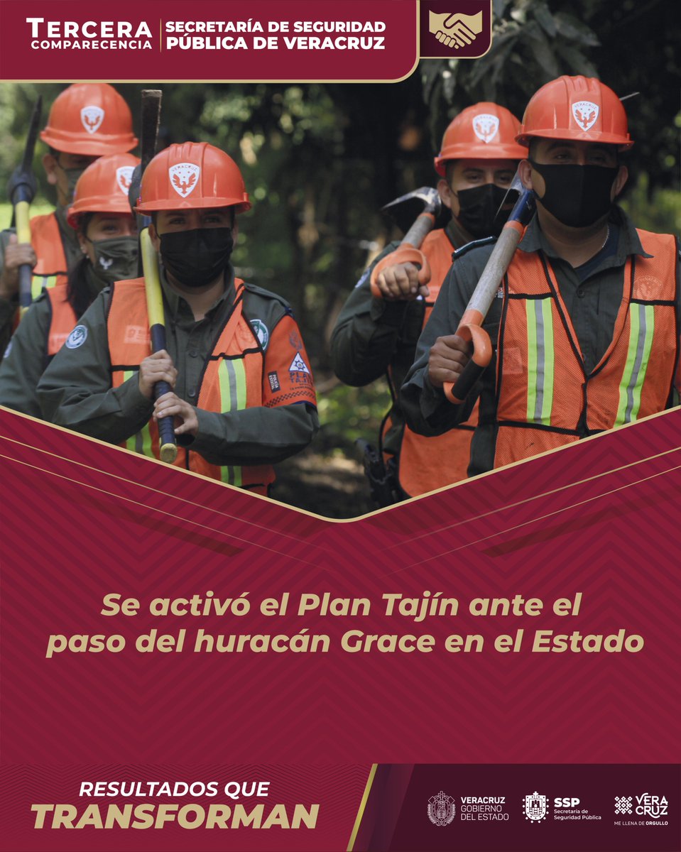 CEISver's tweet photo. Por tu seguridad el @Gobierno_Ver a través de la @SP_Veracruz activó el Plan Tajín con el propósito de salvaguardar a la población, ante el paso del huracán Grace en el Estado. #ResultadosQueTransforman https://t.co/EBNaMXwktq