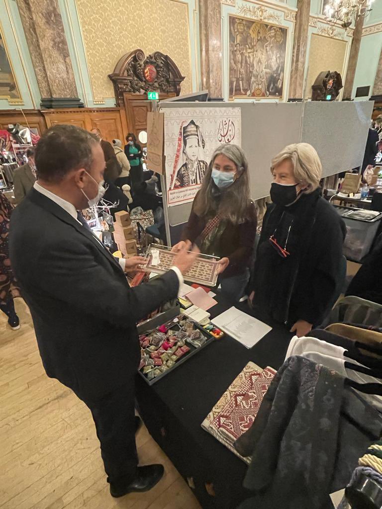Palestine_in_UK's tweet photo. H. E. Ambassador @hzomlot called in on the St John’s Eye Hospital Christmas fair in London today. 

This is one of the oldest charity hospitals in Jerusalem and was founded in the 19th century. https://t.co/HUUqacMYlI