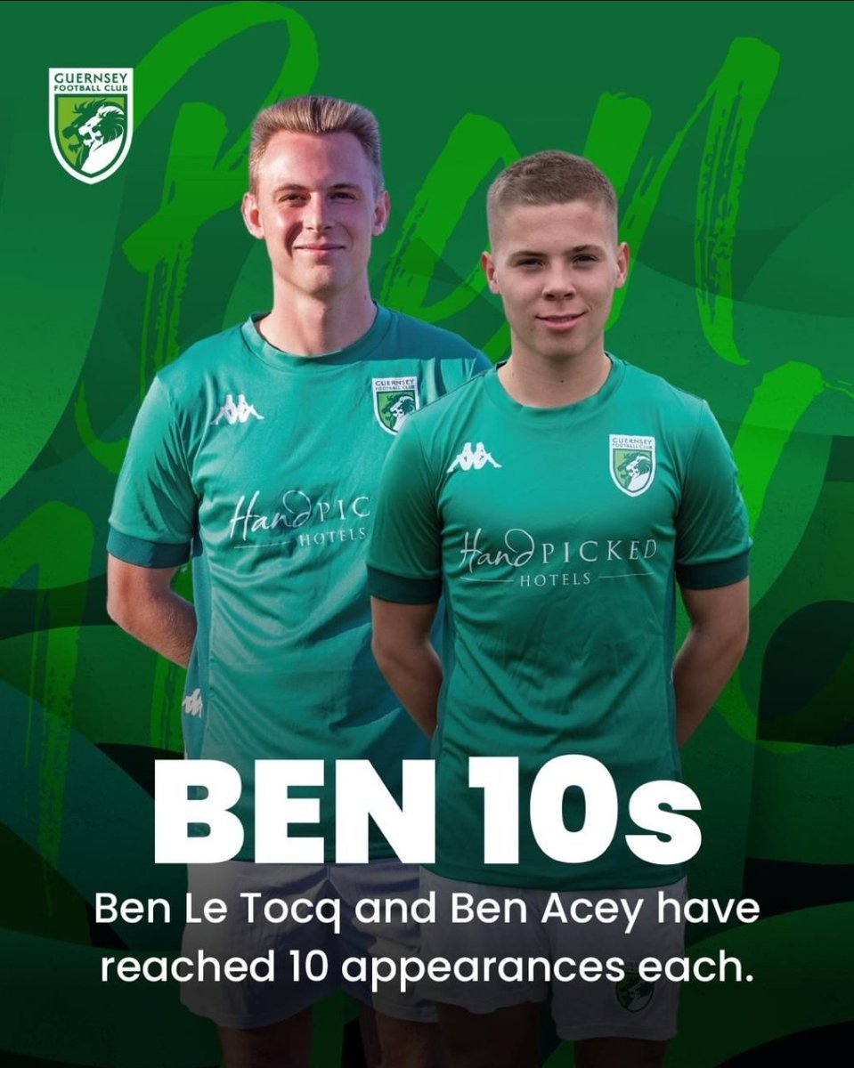GuernseyFC's tweet photo. 🔟 appearances ✅

Congratulations to both players on a great start to their @GuernseyFC career 👏

#Ben10 https://t.co/vDezAEjL52